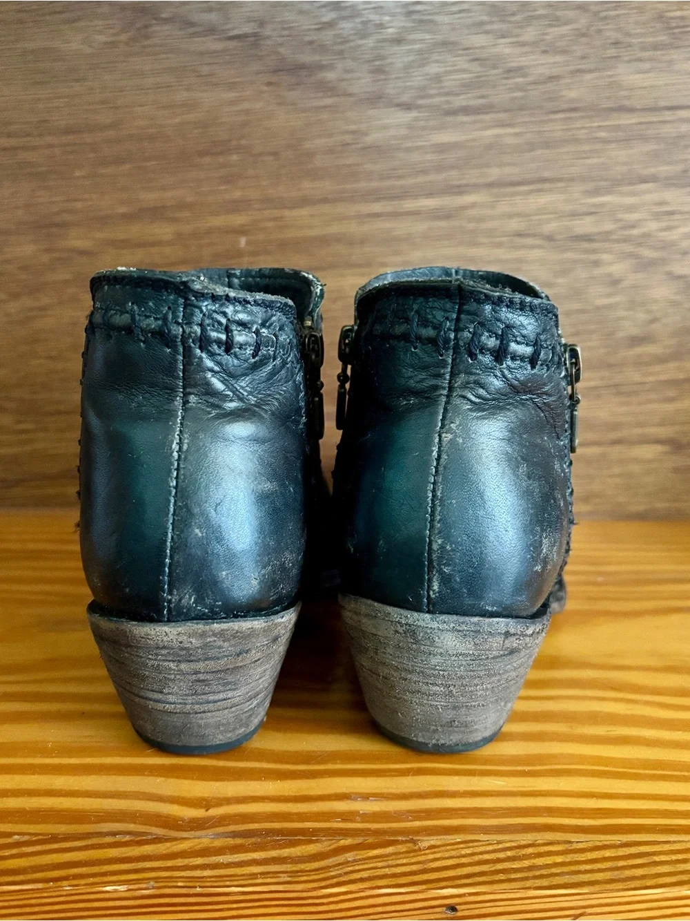 Leather western ankle boots